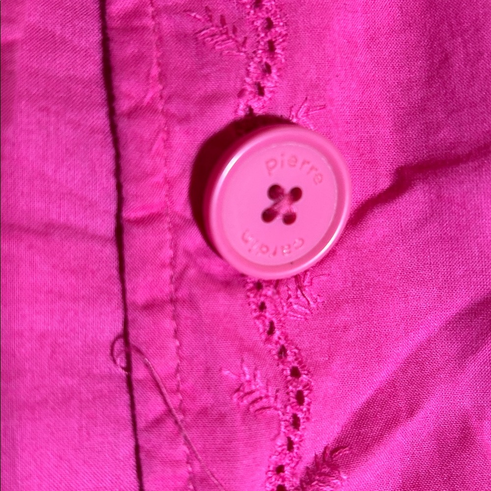 PIERRE CARDIN Y2K Naturalist Coquette Eyelet Embroidery Lined Cotton Jacket - Picture 8 of 16